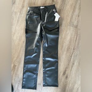 NWT- Good American, Good Icon faux leather pants with cutouts